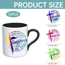 Elewins UV DTF Cup Wraps - 12 pcs Cup Transfer Paper - Removable - DIY UV DTF Transfer Papers for Mug Cups,Notebook&Smooth Surfaces (Christian Quotes Cross)