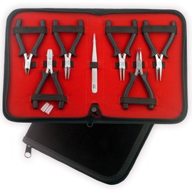 PTL Mini Pliers Set Beading Tools Kit Jewellery Making Tools with Nylon Jaw Pliers Hobbies and Creative Art Craft Gift Ideas Blue (Black)