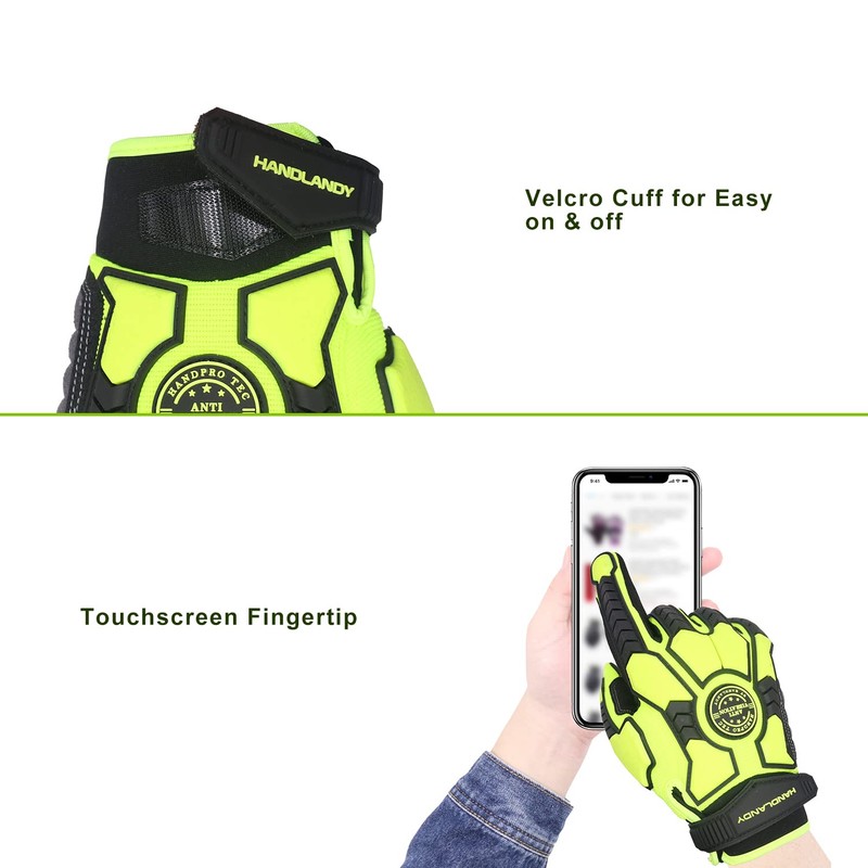HANDLANDY Anti Vibration Gloves Men Impact Resistant Work Gloves, Padded