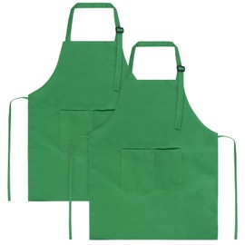 Sinland Kids Apron with Pocket 2 Pack Children Chef Apron for Cooking Baking Painting (Green, M)