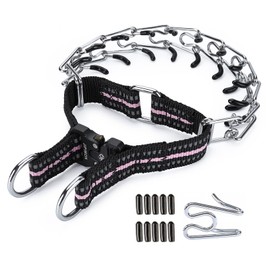 JIPIMON Pinch Collar for Dogs Adjustable Dog Training Collar with Comfortable Rubber Tip and Quick Release Buckle for Small Medium Large Dogs (Large, Pink)