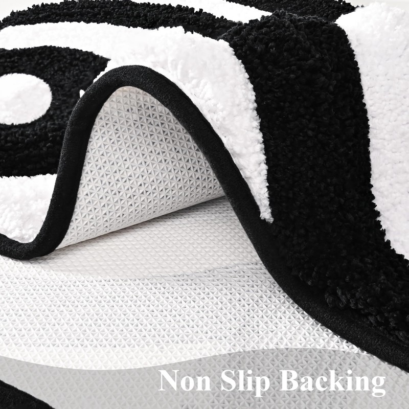 QJHOMO Black and White Cute Bathroom Rugs Non Slip Bath