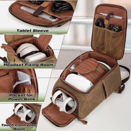 Trunab Carrying Case Compatible with Oculus Meta Quest 2/3/3 Pro/Elite Strap, Travel Case Backpack Vintage with Multiple Pockets for VR Headset, Touch Controller and Game Accessories