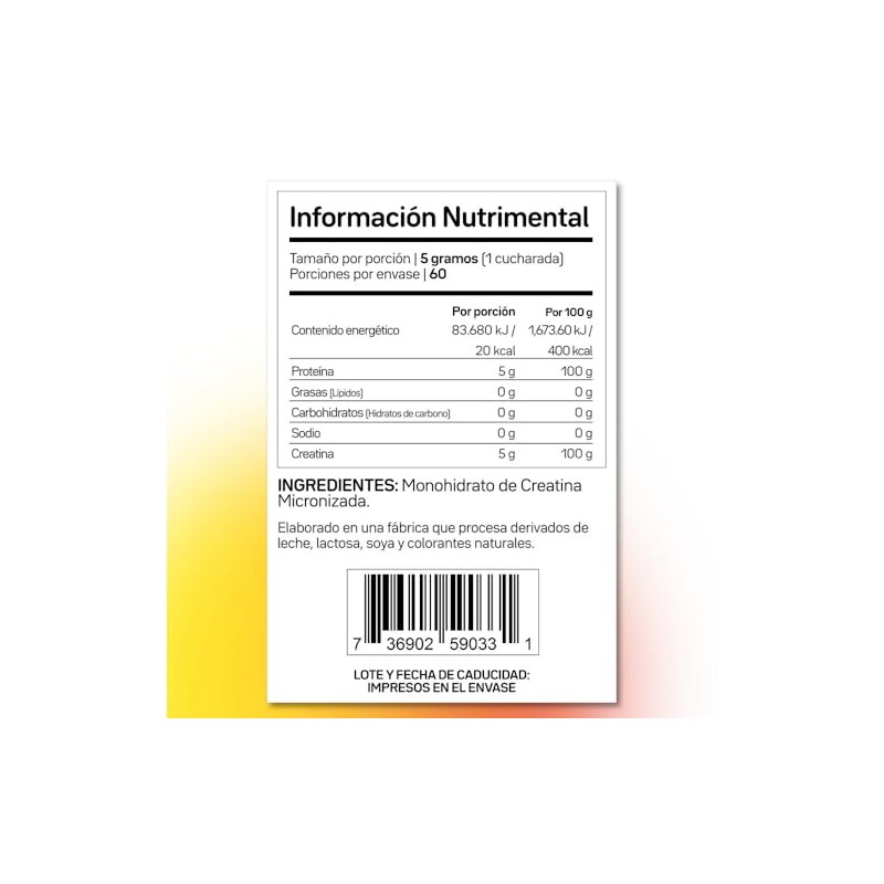 Primetech Nutrition Creatina Monohidratada Micronizada en Polvo 300 gr