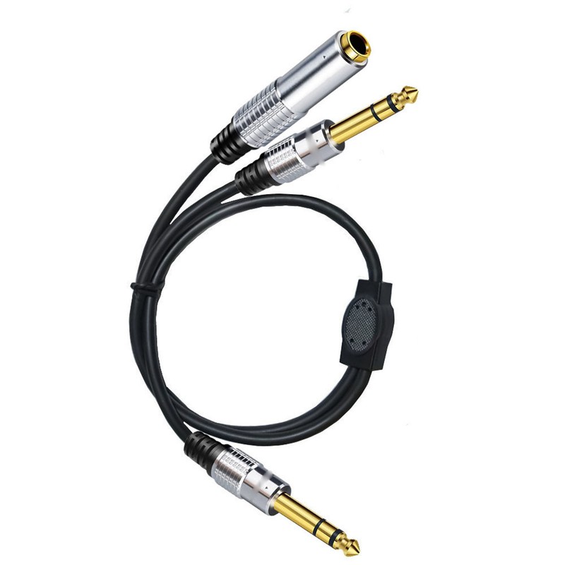 6.35mm Splitter Cable Female to Dual Male Gold Plated Plug