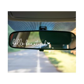 5-Pack Inspirational Car Mirror Decals - Hello Beautiful Vinyl Stickers for Women, Self-Love Affirmations, Perfect Car Accessories Gift Set Fits All Vehicles (Hello Beautiful White)