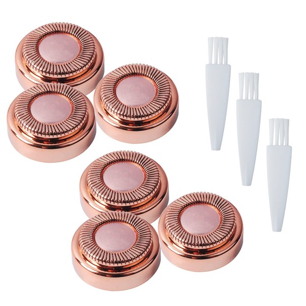 6 Pack Hair Remover Replacement Heads for Women's Painless Finishing Touch Flawless Hair Remover - Plated Rose Gold with Cleaning Brushes
