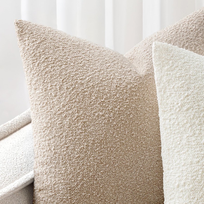 Woaboy Pack of 2 24x24 Inch Decorative Boucle Throw Pillow