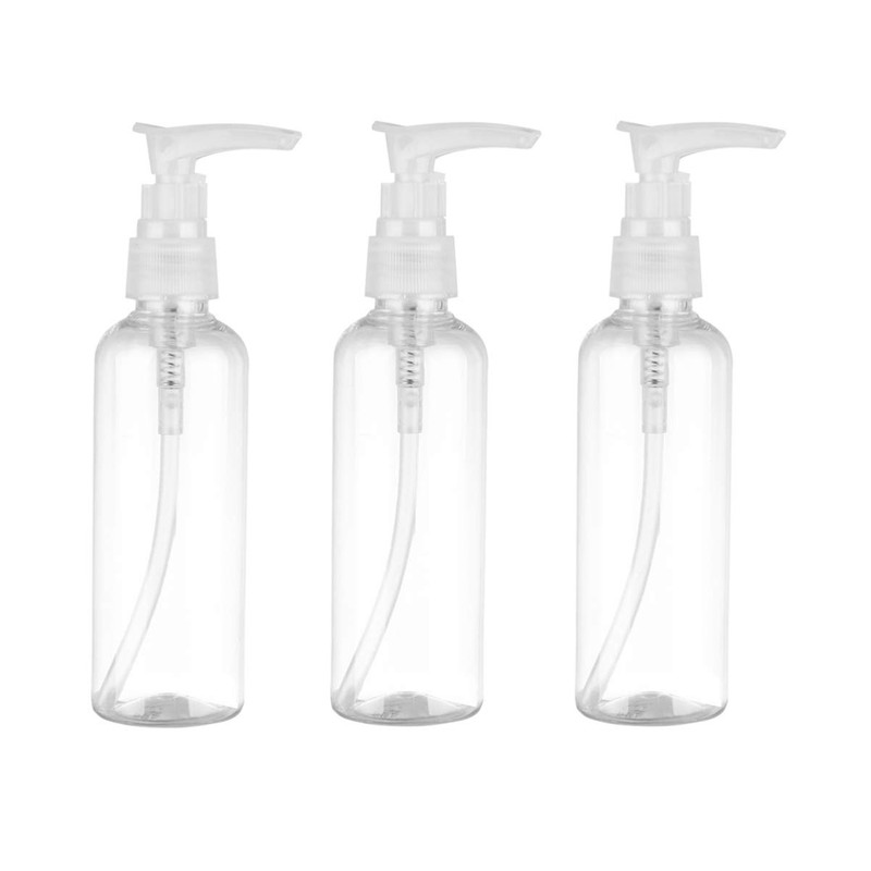 PRETYZOOM 4pcs 100ml Refillable Plastic Pump Dispenser Bottles for Lotion