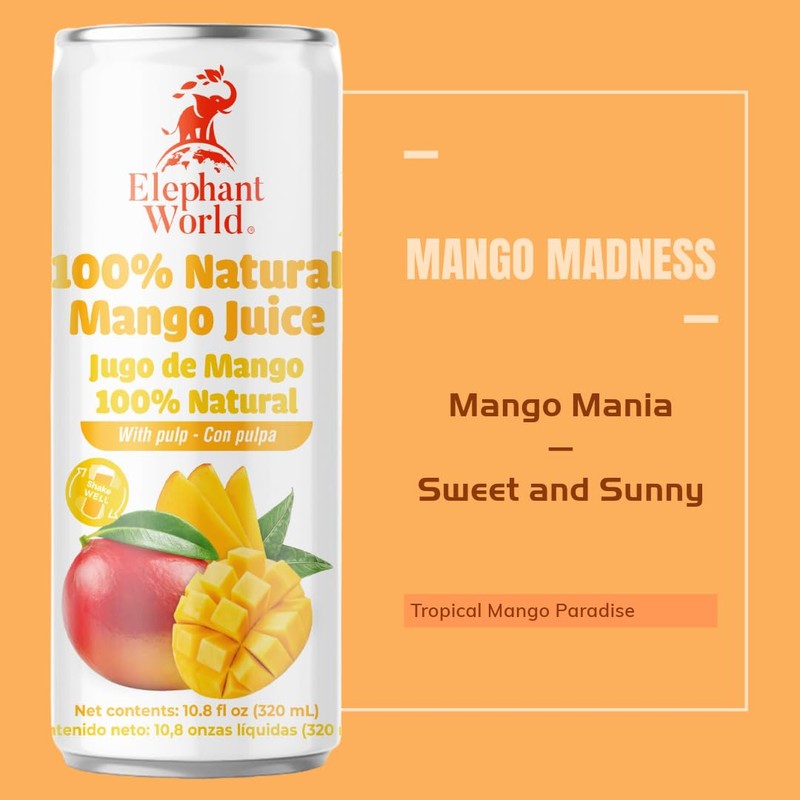 ELEPHANT WORLD 100% Natural Juices | Assorted Superfruits | Soursop-Mango-Guava-Lychee