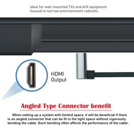 CY Cable HDMI 2.1 Male to HDMI Male 8K 60hz Stretch Coiled Cable Up Angled 90 Degree for HDTV Computer Laptop Monitor