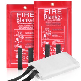 Ujat Stoml Emergency Fire Blanket, 40" x 40" Fiberglass Fire Blanket, Emergency Survival Safety Supplies for Home, Kitchen, BBQ, School, Office, Warehouse, Fireplace, Car, Gas Station (2 Pack)