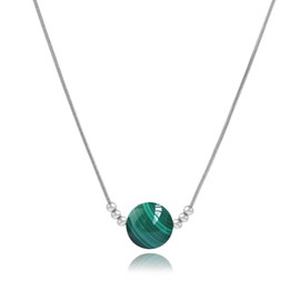 MORIANCE Malachite Necklace for Women 10mm Malachite Stone Pendant Necklace Healing Crystal Necklace Malachite Jewelry Green Crystal Necklace for Women
