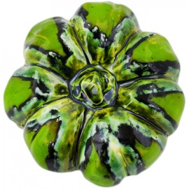 Polish Pottery 7½-inch Pumpkin Figurine (Green Theme) + Certificate of Authenticity