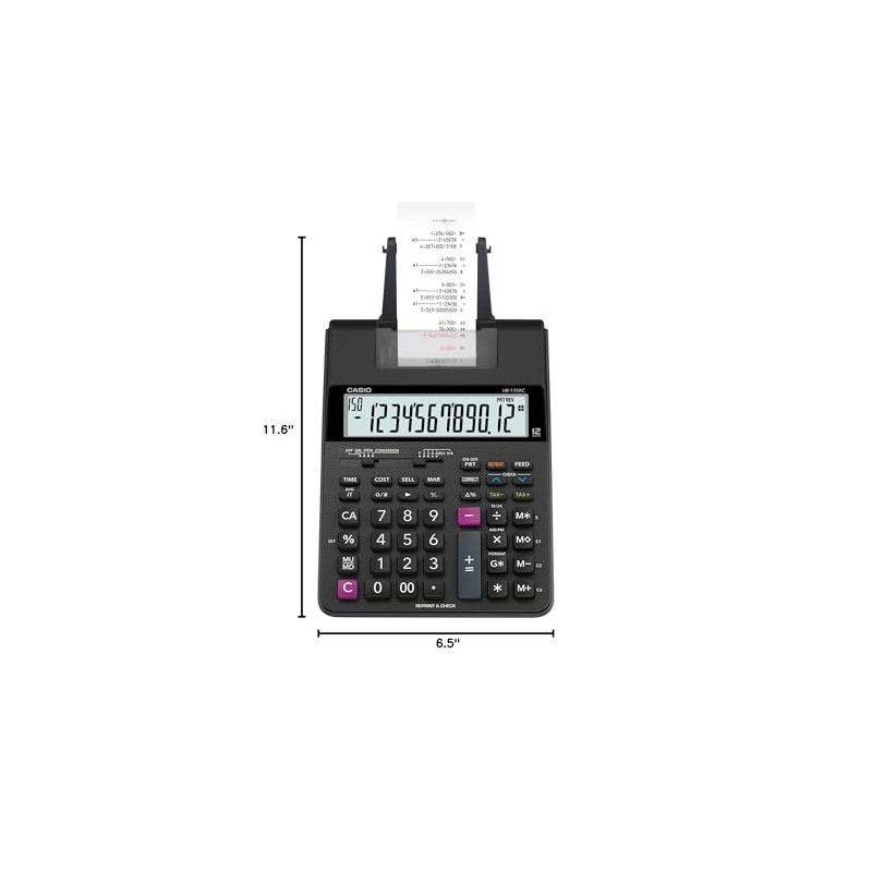 Casio HR-170RC Calculadora de impresión, negro, 2.6" x 6.5" x
