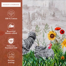 Maison d' Hermine Basse Cour 100% Cotton Set of 4 Place-Mats for Dining Table, Kitchen, Wedding, Everyday, Dinner Parties, Spring / Summer, Easter (33 cm x 48 cm)