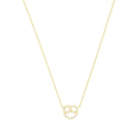 Amor 2039235 Women's Necklace with Pendant 925 Sterling Silver with Synthetic Zirconia 40 + 5 cm Pretzel Comes in Jewellery Gift Box, Sterling Silver, Cubic Zirconia