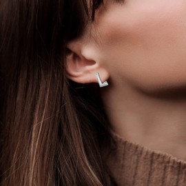 SANNYRA Initial Stud Earrings for Women - Stud Earrings for Women Trendy - 14K Gold Plated Dainty Hypoallergenic Letter Earrings for Women Birthday Christmas Gifts