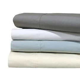 Oversized (120x112) Cotton Percale Flat Sheet Only for King Beds, Solid Ivory
