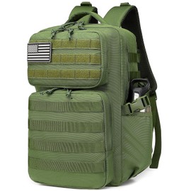 Military Tactical Backpack for Men Waterproof Daypack 3 Day Assault Pack Molle Bag with Water Bottle Holder (Military green, 25L)