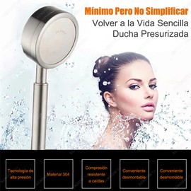 Sendowtek Regadera de Teléfono de Mano, Alcachofa de Ducha de Acero Inoxidable 304 con 1.5m Manguera Flexible de y Soporte de Ducha, Filtro de Algodón Incorporado, Adoptando Conector G 1/2'' - Plata