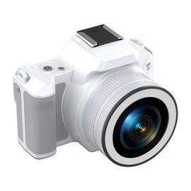 Digital Camera, 16X Optical Zoom, 2K 48MP Vlogging Camera, Rear and Front Cameras for Photography and Video, Autofocus & Anti-Shake, Travel Selfie for YouTube with Flash (D11 White)