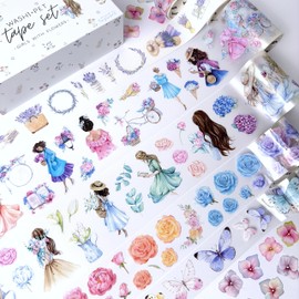 Fayware Aesthetic Washi Tape Set - 6 PET & Washi Tapes for Journaling - Scrapbooking Supplies for Bullet Journals, Planner, Arts & Crafts - Aesthetic Journaling Supplies - Easy to Peel & Reposition