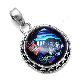 Silver Palace Sterling Silver Natural Dichroic Glass Pendant for Women and Girls
