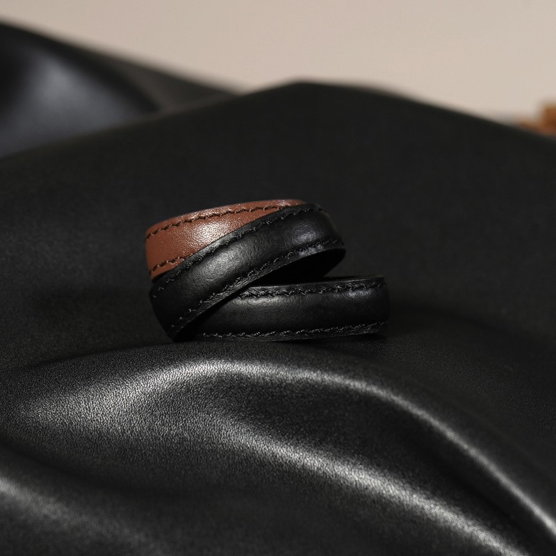 LOKSIII Belt Accessories Belt ring Cowhide Leather Loop Keeper 2Pcs