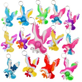 HOZKEAP 24 Packs Bulk Mini pop Fidget Keychain , Birthday for Boys and Girls Kids Party Favors Supplies and Classroom Student Prize