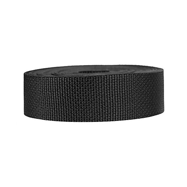 Strapworks Lightweight Polypropylene Webbing - Poly Strapping for Outdoor DIY Gear Repair, Pet Collars, Crafts – 1.5 Inch x 25 Yards - Black