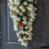 Glitzhome 3ft Pre-Lit Pinecones and Red Berries Artificial Christmas Teardrop,