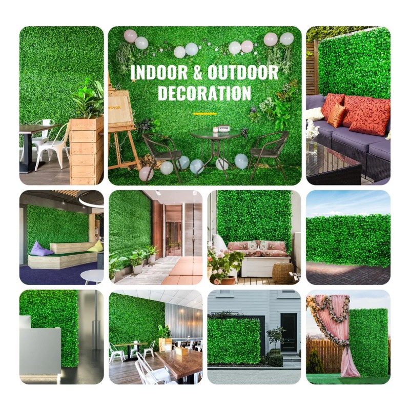 Vevor Muro Verde Follaje Artificial Sintético 4pzs 61x40,6cm
