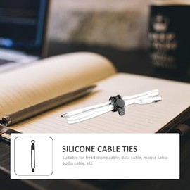 16 Bridas Reutilizables de Silicona Negras 106mm para Organización de Cables Usb, Soporte para Cables de Escritorio y Viaje, Organizador Flexible para Gestión de Alambres