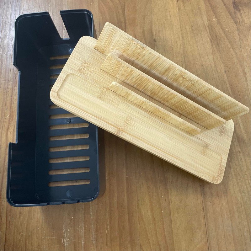 BUYSK Cable Management Box with Wooden Lid, Multi-Device Organizer for