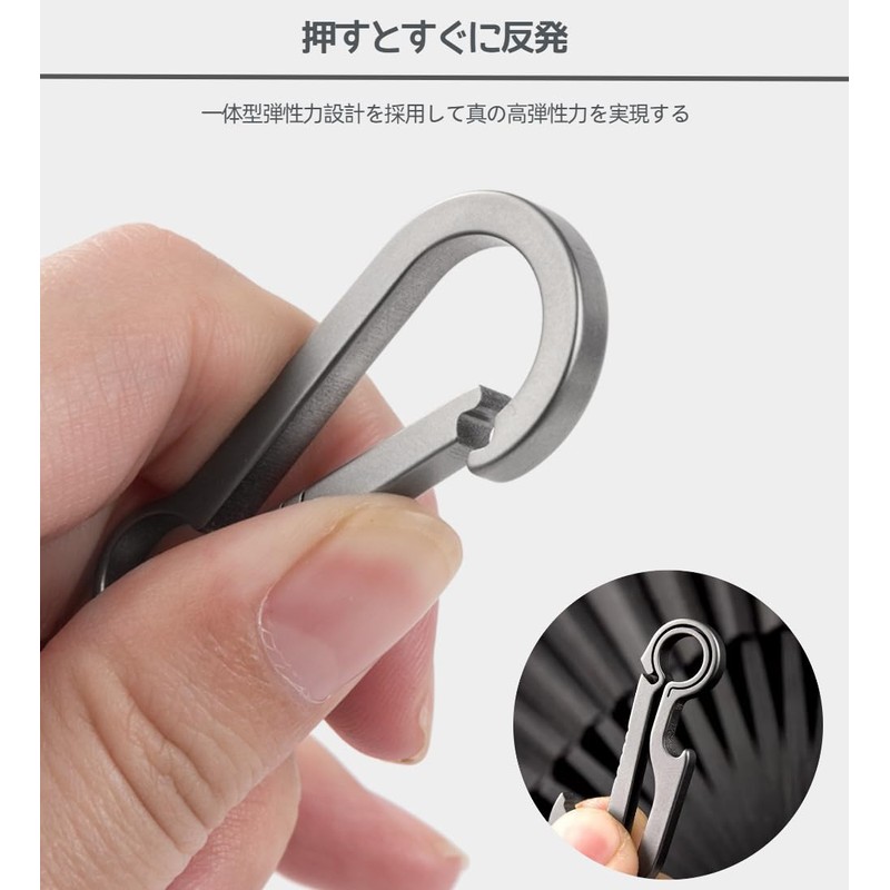 KALOLINNA Titanium Keychains, Set of 2, Carabiner Hook, Lightweight, Small,