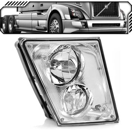 EPIC LIGHTING Halogen Replacement Spec Fog Light Chrome Dual Bulbs w/Daytime Running Lights Compatible with VOLVO 04-15 VN 04-18 VNL VNM 15-18 VNX [ VO2593119 82793458 ] Right Passenger Side