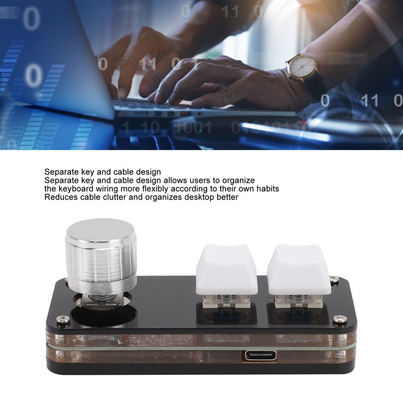 Macro Programming Keyboard Professional 2 Keys 1 Knob Blue Switch