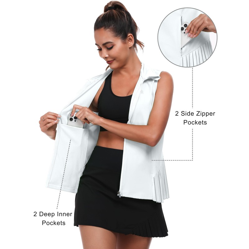 Little Donkey Andy Women's Golf Vest Outerwear with Pleated Hem