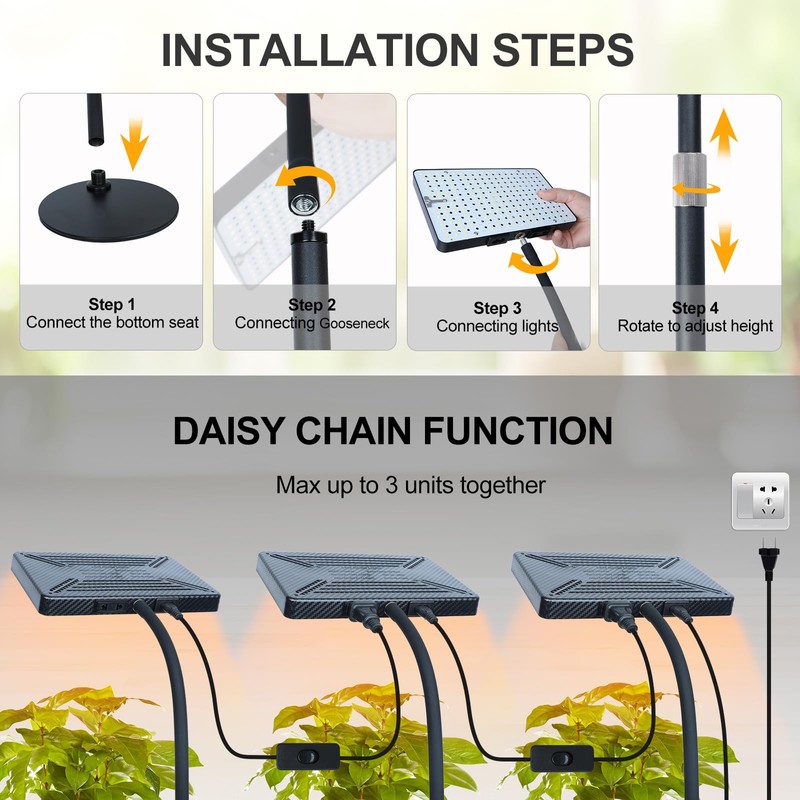 FECiDA Desk Grow Lights for Indoor Plants, Table Top Grow