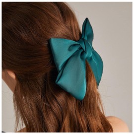 Andelaisi Hair Clip, Vintage Bow Satin Hair Barrettes, Green Silk Bowknot Hair Accessory for Women and Girls