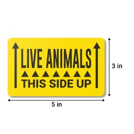 300 Count - Live Animals Labels (5 x 3 inch, Yellow) This Side Up, Live Naimal Stickers for Shipping & Handling of Live Animals, Birds, Pets, Lizards