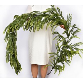 Real Touch Norfolk Pine Garland Artificial Faux Greenery Garlands Christmas Norfolk Pine Garland for Christmas Holiday Seasonal Indoor Mantle Decor (2, 6FT)