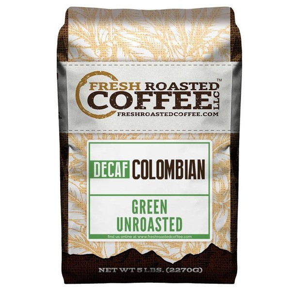 Fresh Roasted Coffee, Unroasted Decaf Colombian, Kosher, 5 Pound