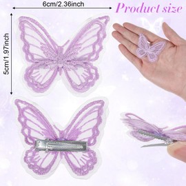 Ymapinc 10pcs Purple Butterfly Hair Clips for Women - 2-layer Embroidery Lace Hair Bow Pins Elegant Butterfly Clips for Wedding Dating Accessories