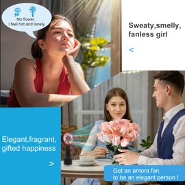 POVUD Portable Handheld Fan，Aromatherapy Diffuser Design, Personal Desk Fan with Base, 2000mAh Battery Powered small Fan with 3 Speed, rechargeable USB fan for outdoor, travel essentials, Black