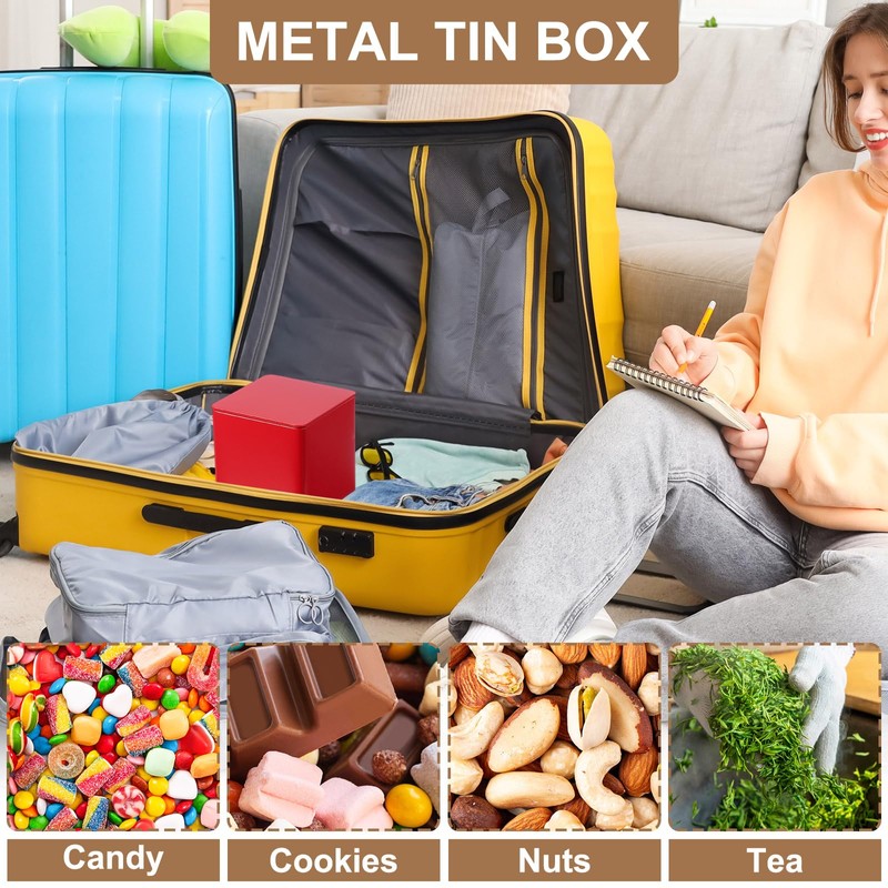 PATIKIL Metal Tea and Tin Set 3.35"x3.35"x3.35", Airtight Storage Square