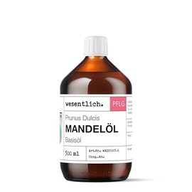 wesentlich. Almond Oil 500 ml - 100% Pure Base Oil - Natural Care for Skin, Hair and Face - Pure Care without Additives