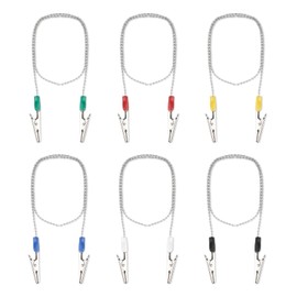 Tinoaly 6pcs Dental Bib Clips with Chain, 22.8 Inch Adjustable Metal Napkin Clips for Dentist Clinic Reusable Neck Chain Bib Holder for Adults Kids Elders (6 Colors)