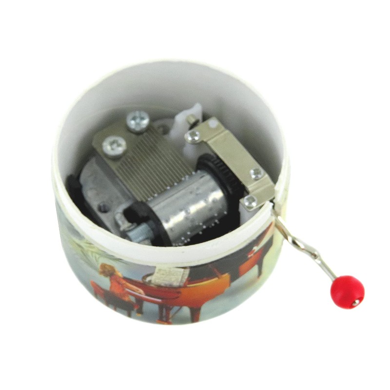Round Hand-cranked Musical Box/Music Box Made of Reinforced Cardboard -